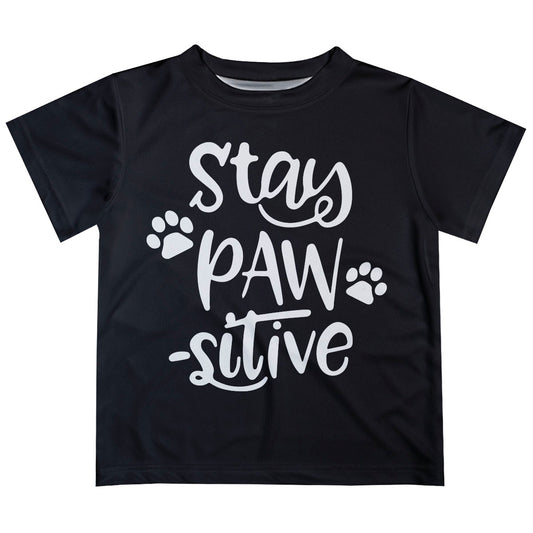 Stay Pawsitive Black Short Sleeve Tee Shirt