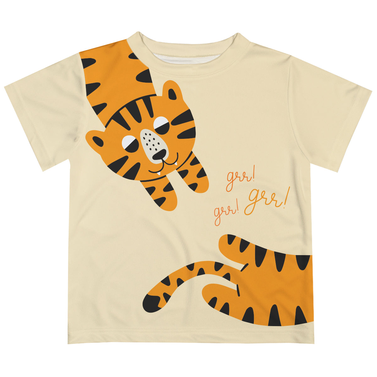 Grr Tiger Beige Short Sleeve Tee Shirt