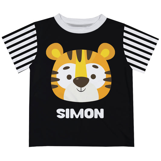 Tiger Personalized Name Black Short Sleeve Tee Shirt