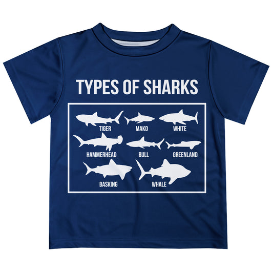Types Of Sharks Navy Short Slevve  Tee Shirt