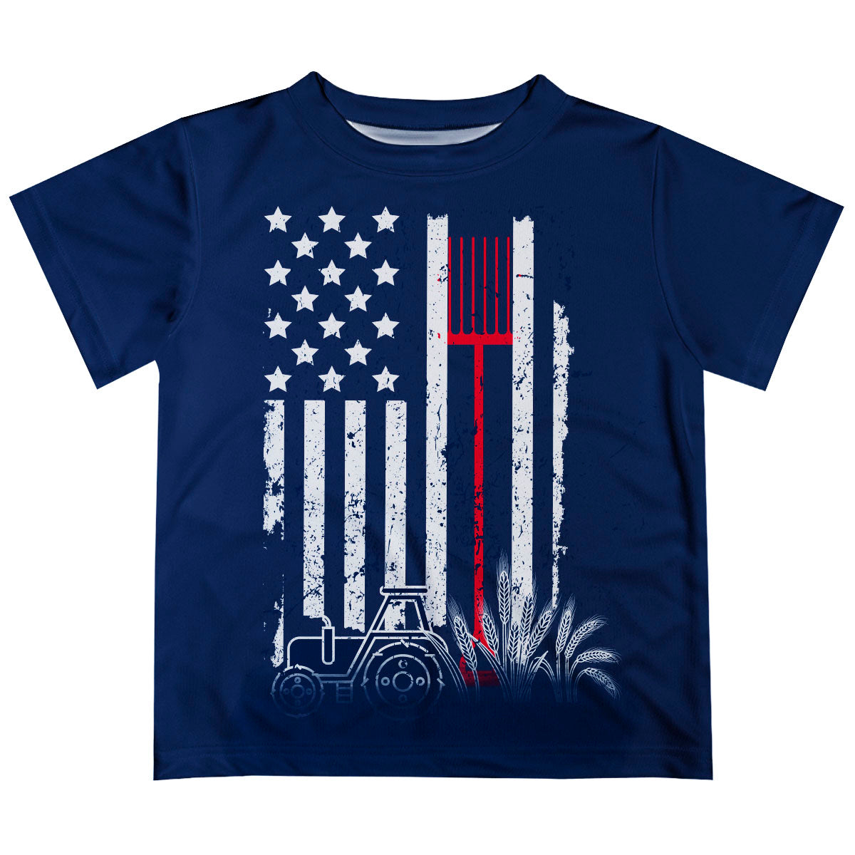 Farmer USA Flag Navy Short Sleeve Tee Shirt