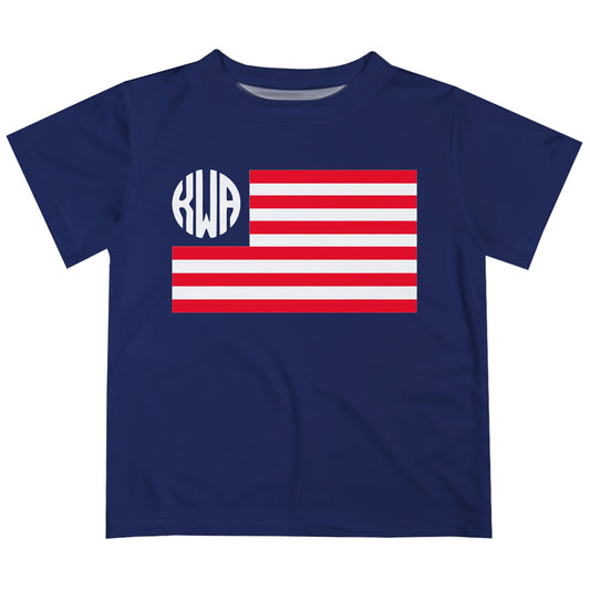 USA Flag Monogram Navy Short Sleeve Tee Shirt