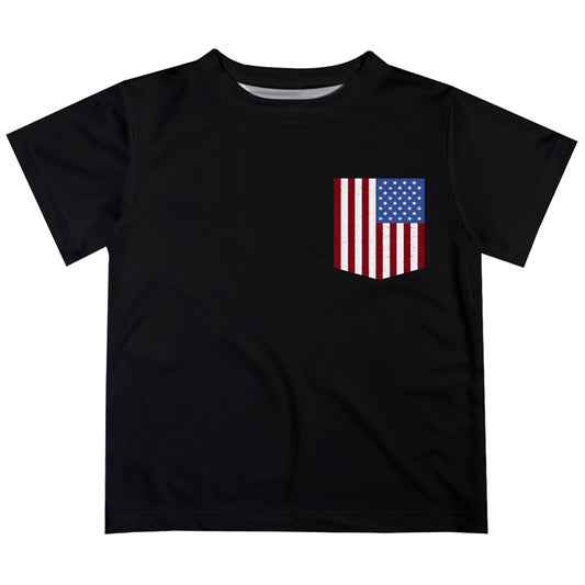 USA Flag Black Short Sleeve Tee Shirt
