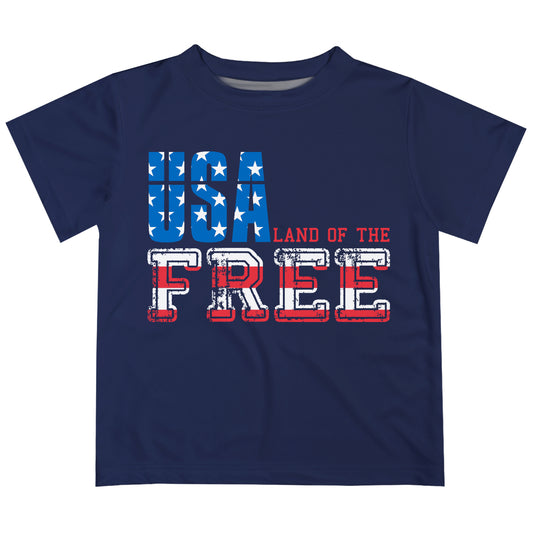 USA Free Navy Short Sleeve Boys Tee Shirt