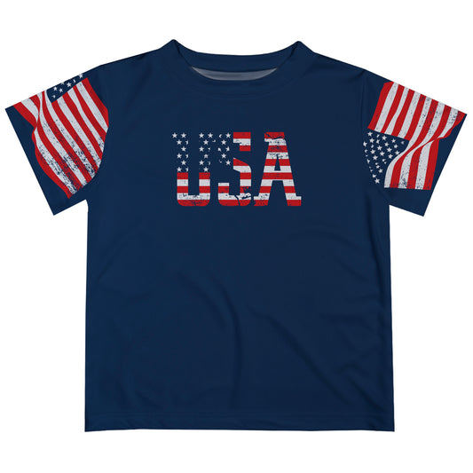 USA Flag Navy Short Sleeve Tee Shirt