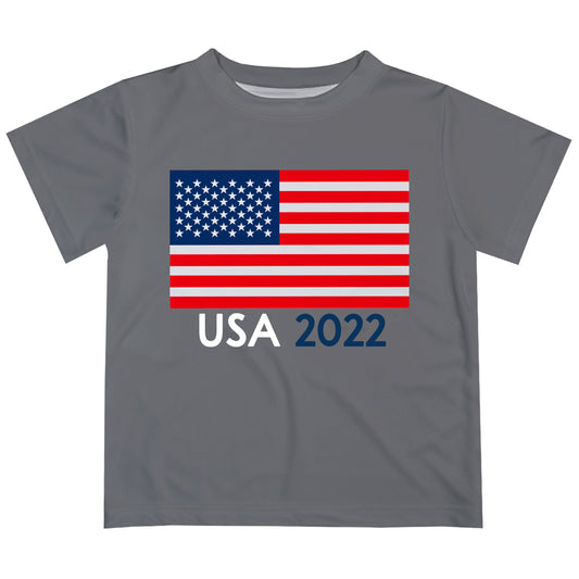 USA Flag Personalized Year Gray Short Sleeve Tee Shirt