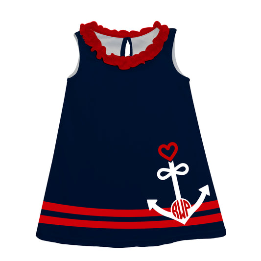 Anchor Heart Monogram Sleeve A Line Dress