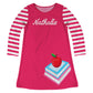 Books and Apple Personalized Name Hot Pink Long Sleeve A line Dress