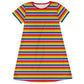 Stripes Colors Short Sleeve A Line Dress - Wimziy&Co.