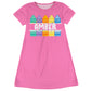 Crayons Personalized Name Pink Short Sleeve A Line Dress