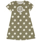 Daisy Flowers Print Personalized Monogram Olive Green Short Sleeve a Line Dress