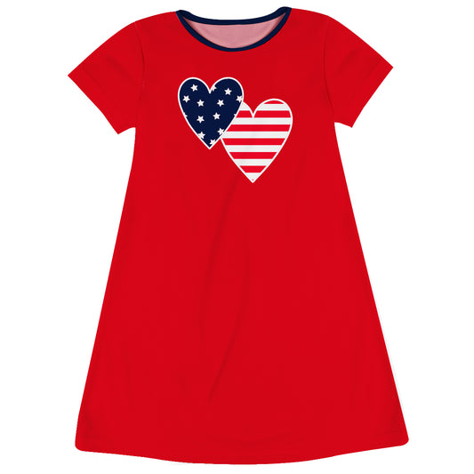 American Hearts Red Short Sleeve A Line Dress