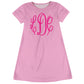 Personalized Monogram Pink Short Sleeve A Line Dress