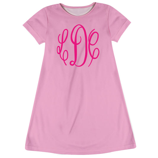 Personalized Monogram Pink Short Sleeve A Line Dress