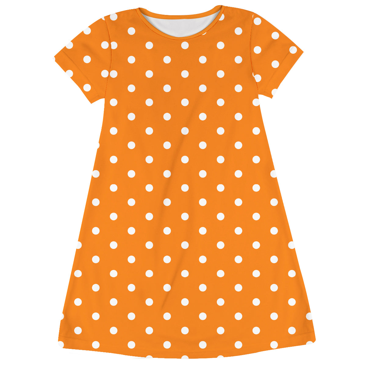 Polka Dots Print Orange and White Short Sleeve A Line Dress
