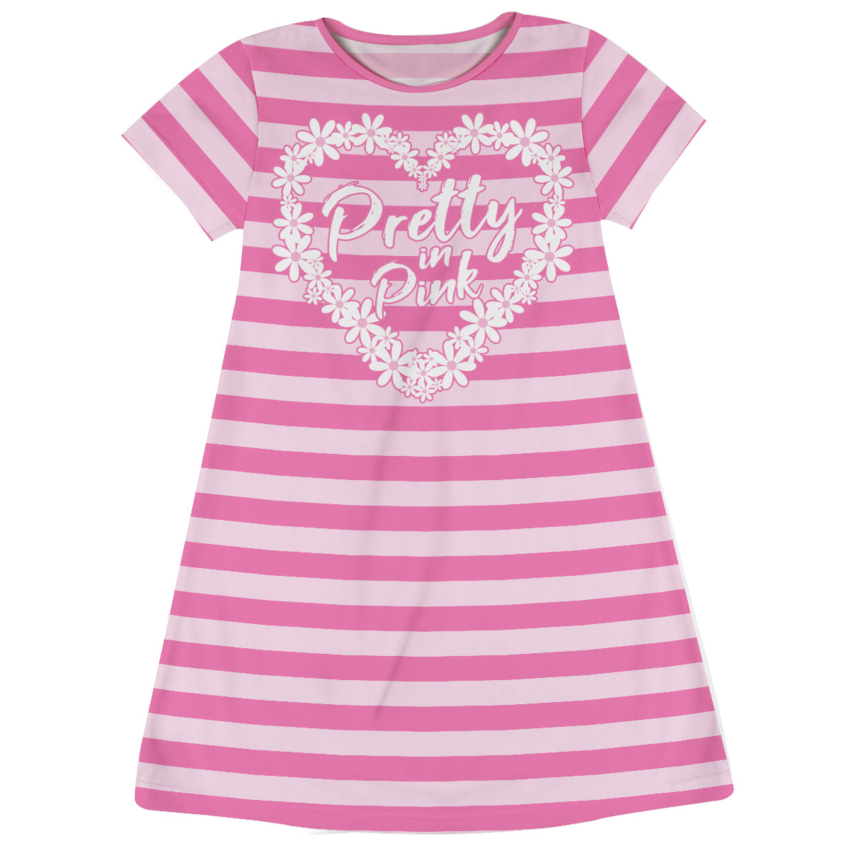 Pretty In Pink Stripes Short Sleeve A Lines Dress