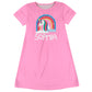 Rainbow Personalized Name Pink Short Sleeve A Line Dress