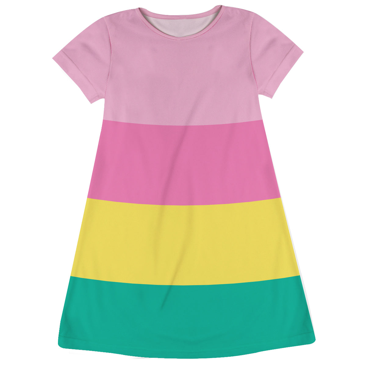 Rainbow Colors Stripes Short Sleeve A Line Dress - Wimziy&Co.