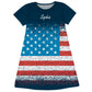 USA Flag Personalized Name Navy Short Sleeve A Line Dress