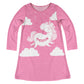 Unicorn Personalized Name Pink Long Sleeve A Line Dress