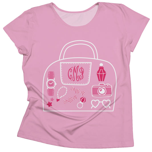 Bag Accesories Personalized Monogram Pink Short Sleeve Tee Shirt