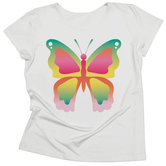 Butterfly White Short Sleeve Tee Shirt