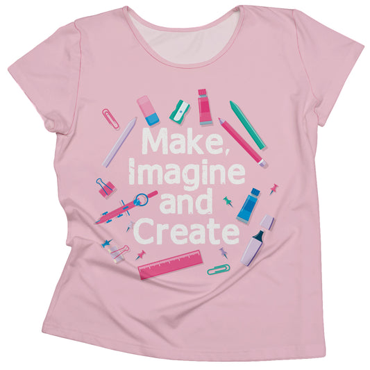 Make Imagine and Create Pink Short Sleeve Tee Shirt