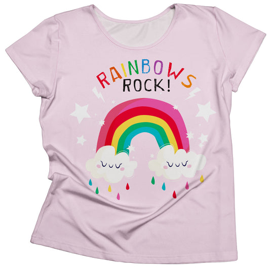 Rainbows Rock Pink Short Sleeve Tee Shirt