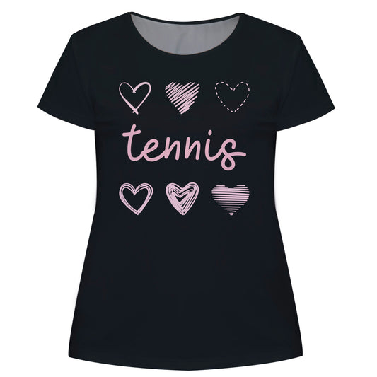 Tenis Hearts Black Short Sleeve Tee Shirt