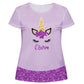 Unicorn Name Purple Glitter Short Sleeve Tee Shirt