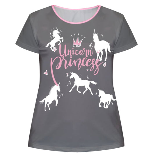 Unicorn Princess Gray Short Sleeve Tee Shirt
