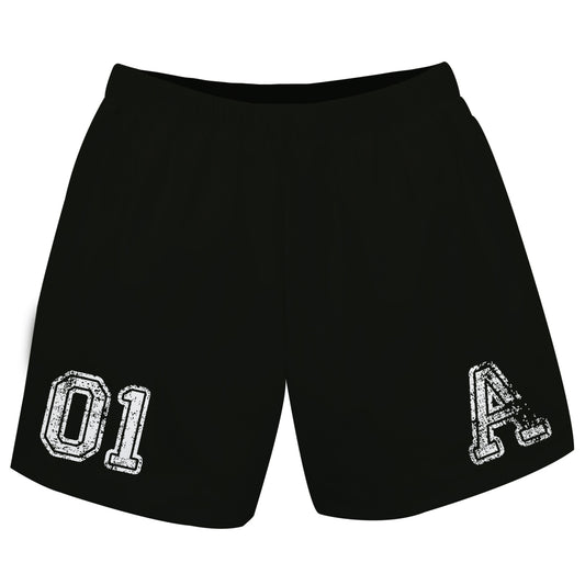 Soccer Personalized Initial Name and Number Black Pull On Short