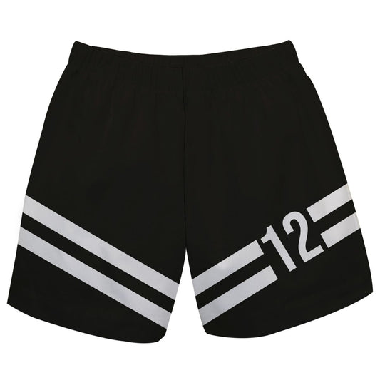 Soccer and Personalized Number Black Pull On Short