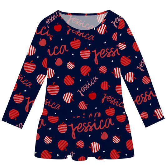 Red Apple Navy Lily Dress Long Sleeve
