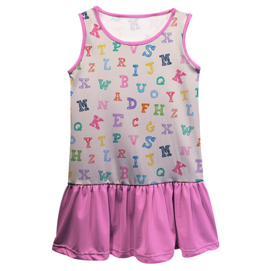 Alphabet Print Beige and Pink Lily Dress