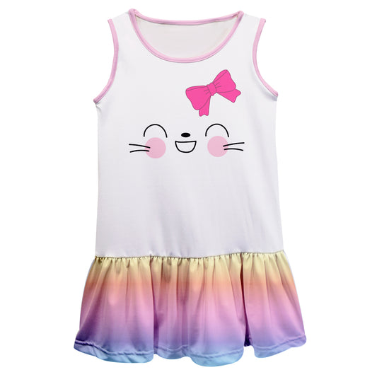 Cute Cat White and Rainbow Degrade Lily Dress