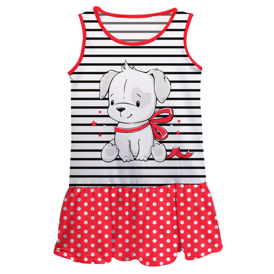 Cute Dog White and Black Stripes Lily Dress