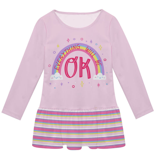 Everything Will Be Ok Pink Long Sleeve Lily Dress