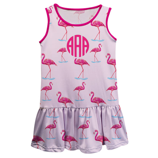 Flamingo Print Monogram Pink Lily Dress