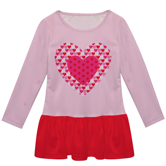 Hearts Pink and Red Long Sleeve Lily Dress