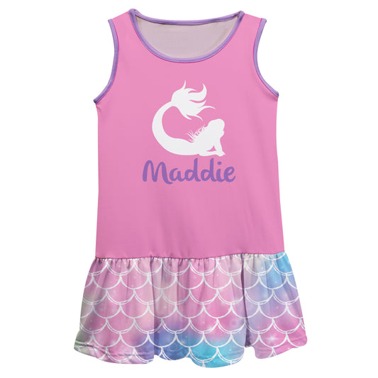 Mermaid Personalized Name Pink Lily Dress
