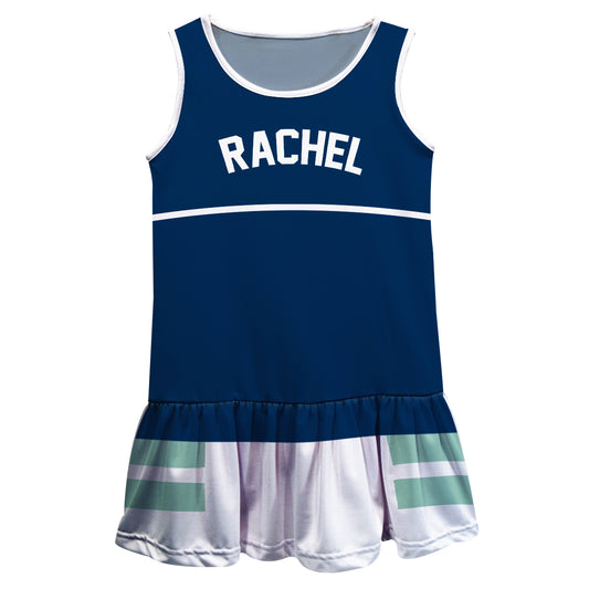 Tennis Personalized Name Navy and White Lily Dress