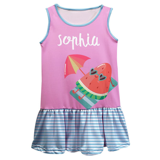 Watermelon Name Blue And Pink Lily Dress
