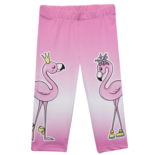 Flamingos Pink Degrade Capri Leggings
