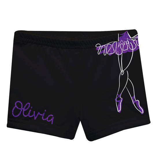 Ballerina Personalized Name Black Shorties - Wimziy&Co.