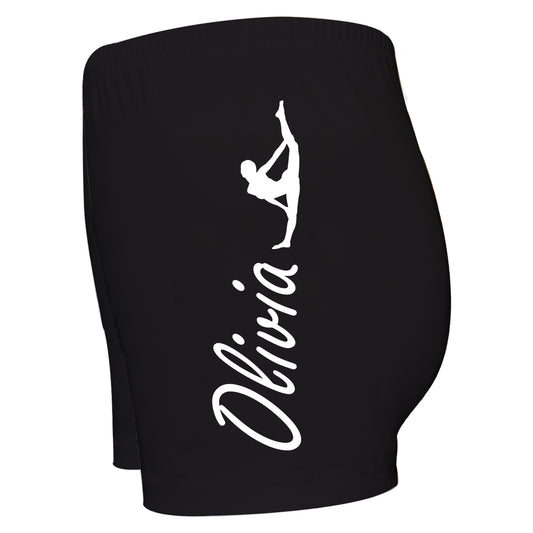 Gymnast Silhouette Name Black Shorties - Wimziy&Co.