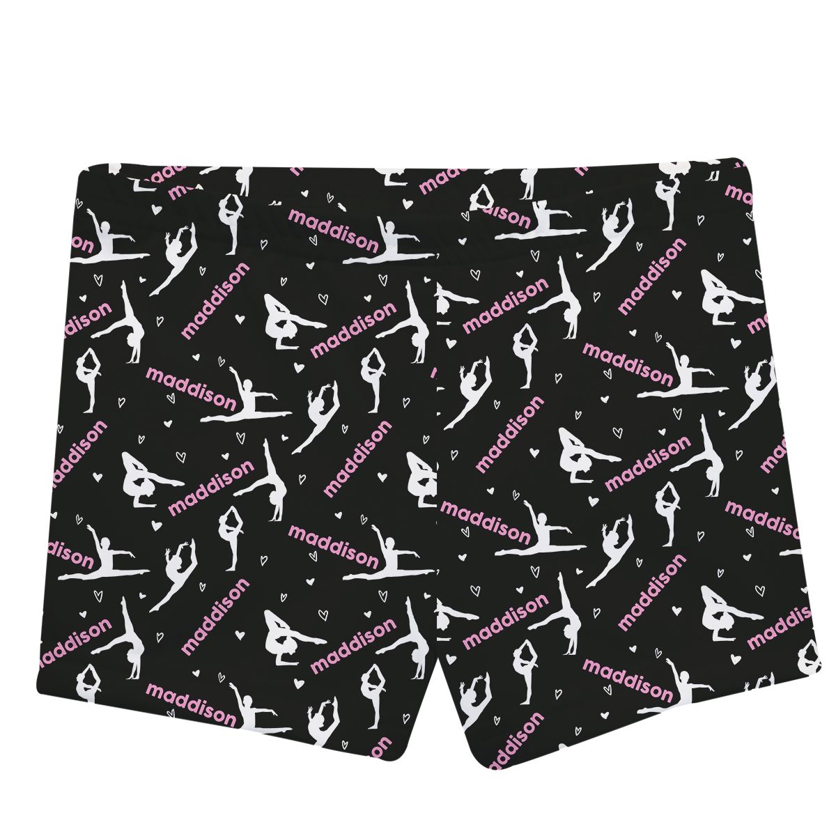 Gymnast Silhouette and Name Print Black Shorties - Wimziy&Co.