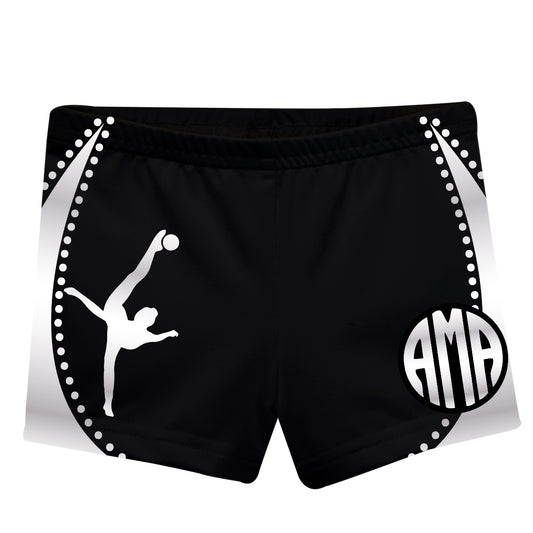 Gymnast Silhouette Monogram Black and White Shorties - Wimziy&Co.