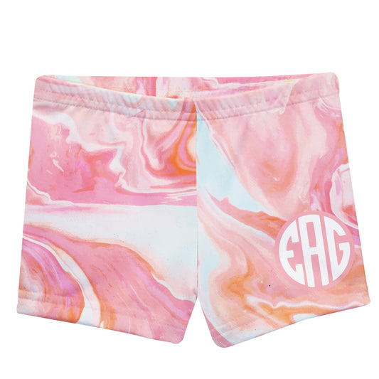 Personalized Monogram Pink and White Marble Shorties