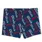 Personalized Name Print Navy White and Red Shorties